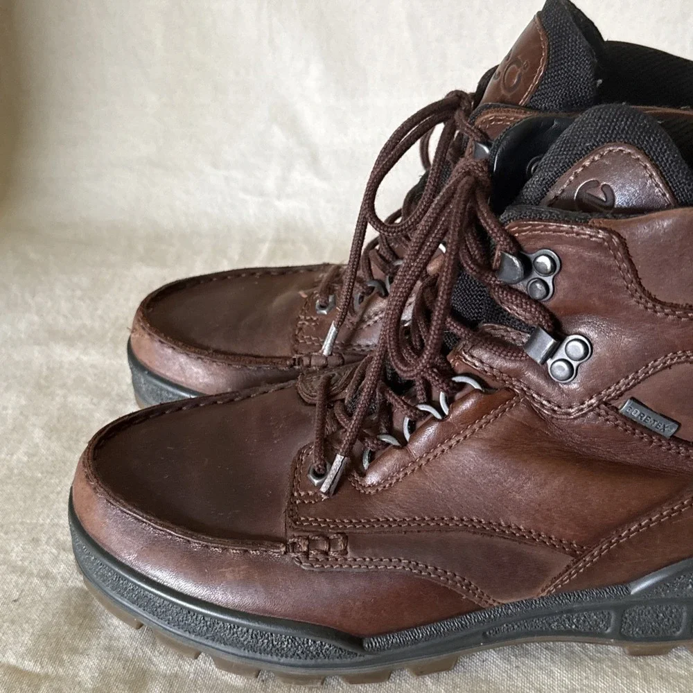 ECCO Rugged Track Gore-Tex Brown Leather Hiking Boots Size 10